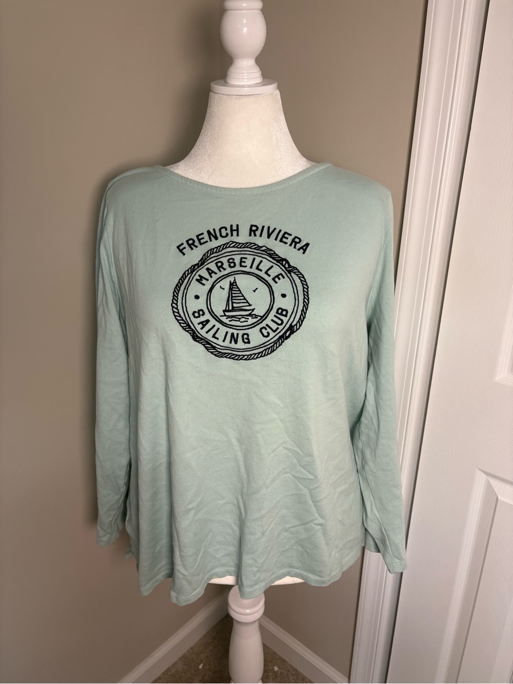 Talbots Mint Green French Riviera Sailing Club Long Sleeve Tee